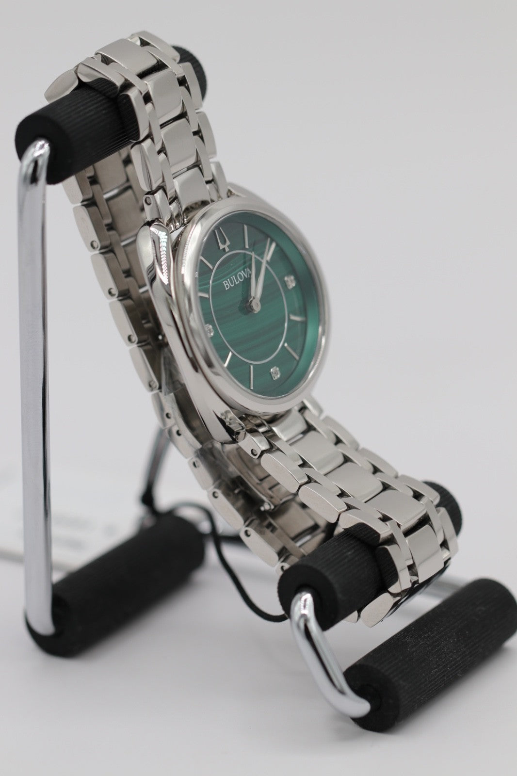 Bulova 96P256  Classic Diamond Malachite Stainless Steel Quartz Ladies Watch
