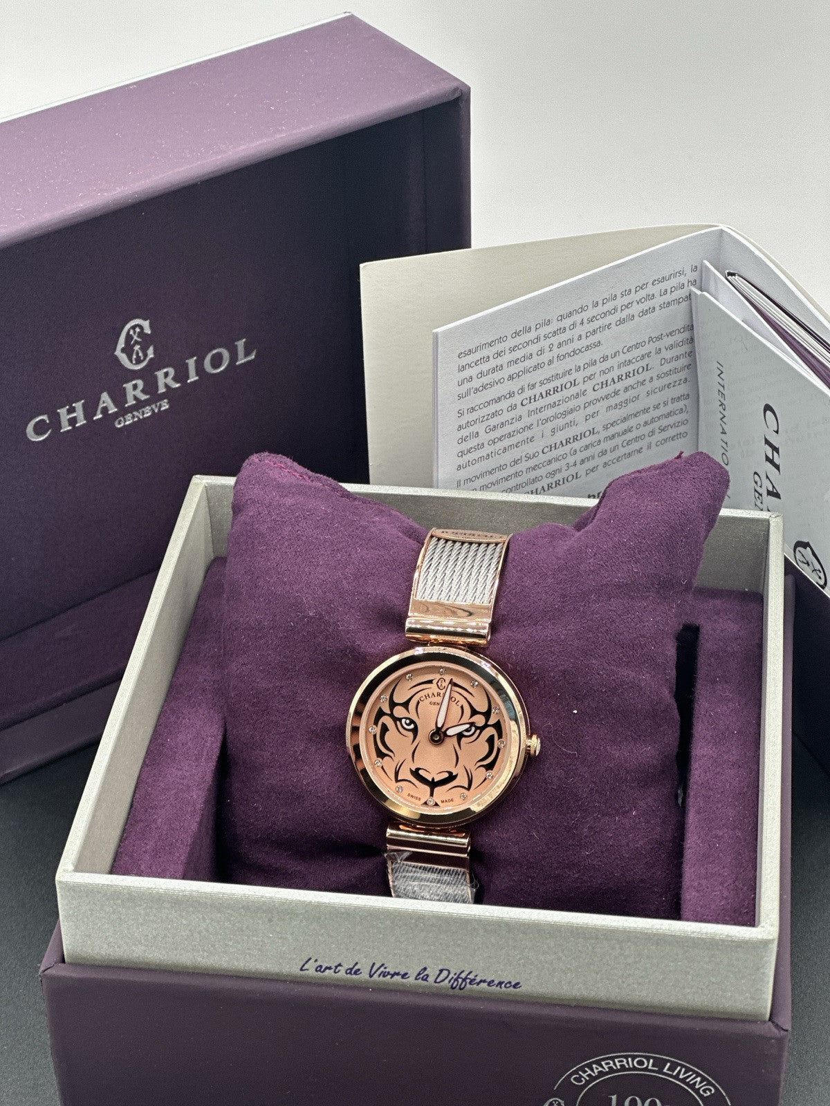 CHARRIOL Forever Tiger Rose Gold & Black Dial Ladies Watch FE32.102.029