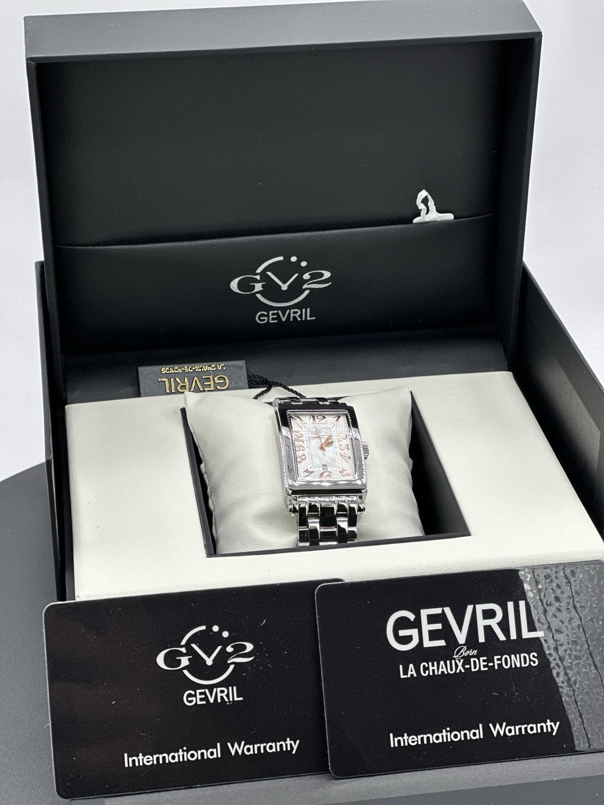 Gevril Women's 7245RB Avenue of Americas Mini Swiss Quartz MOP Dial Steel Watch